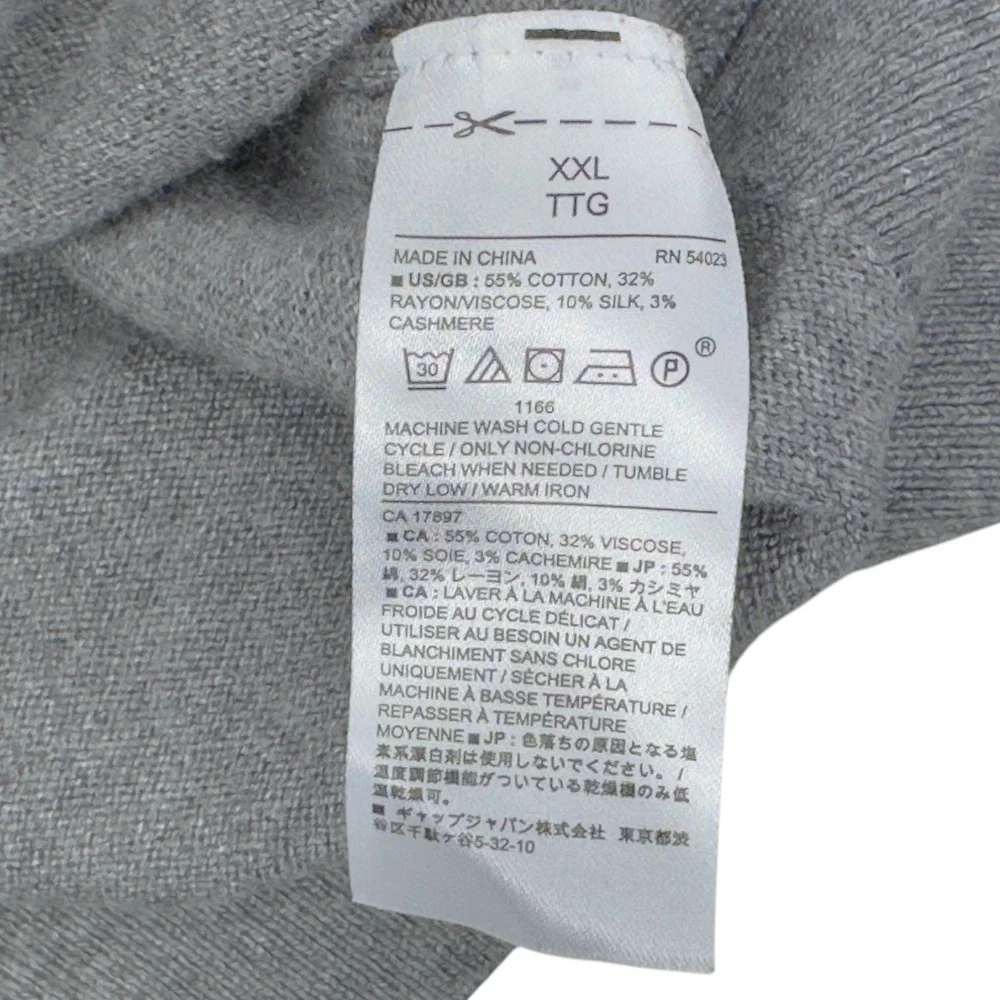 Banana Republic Mens Gray XXL 2XL Crewneck Pullover Sweater‎ Cashmere Silk Blend
